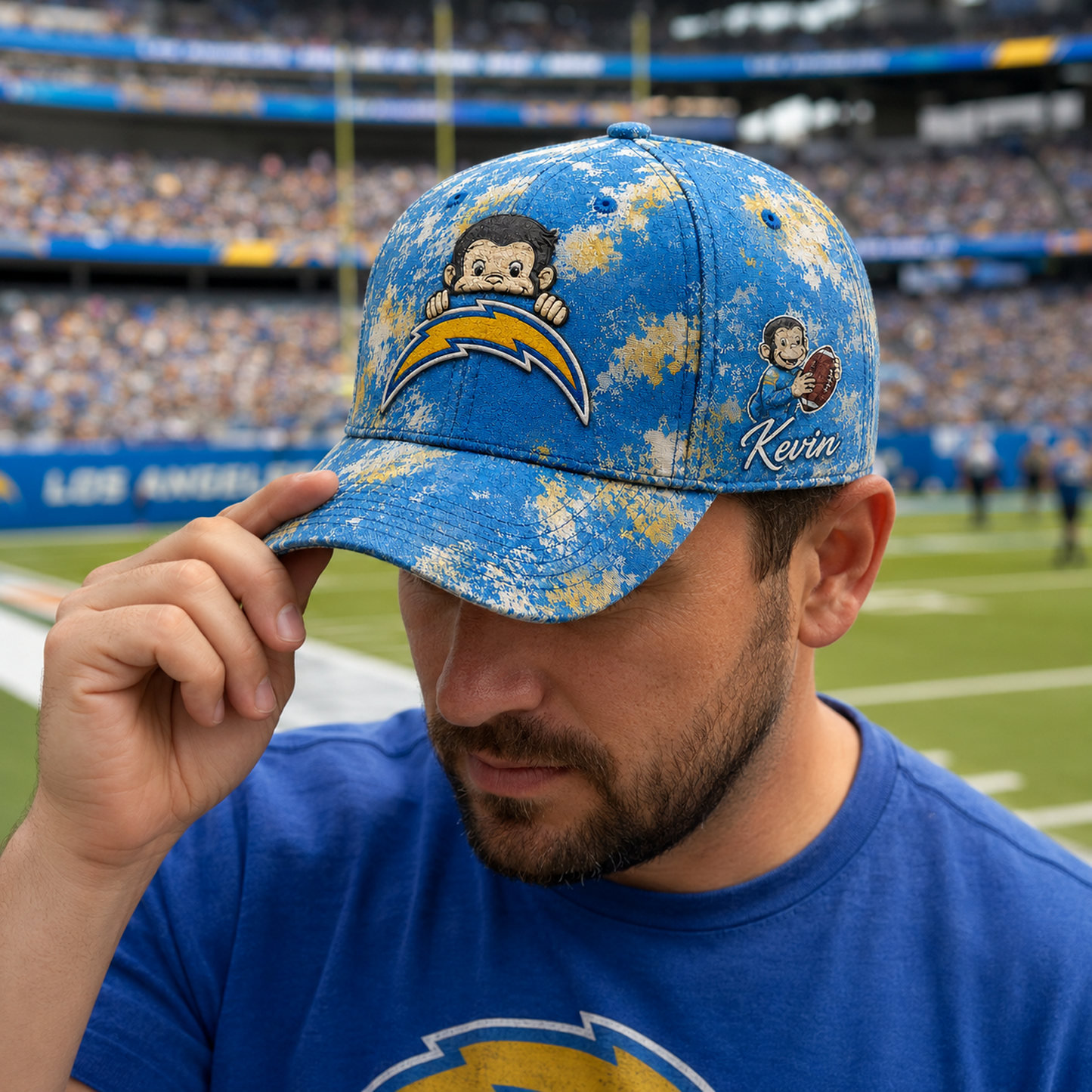 Premium NFL x LAC Curious George Custom Name Classic Cap For Passionate Game Day Fans