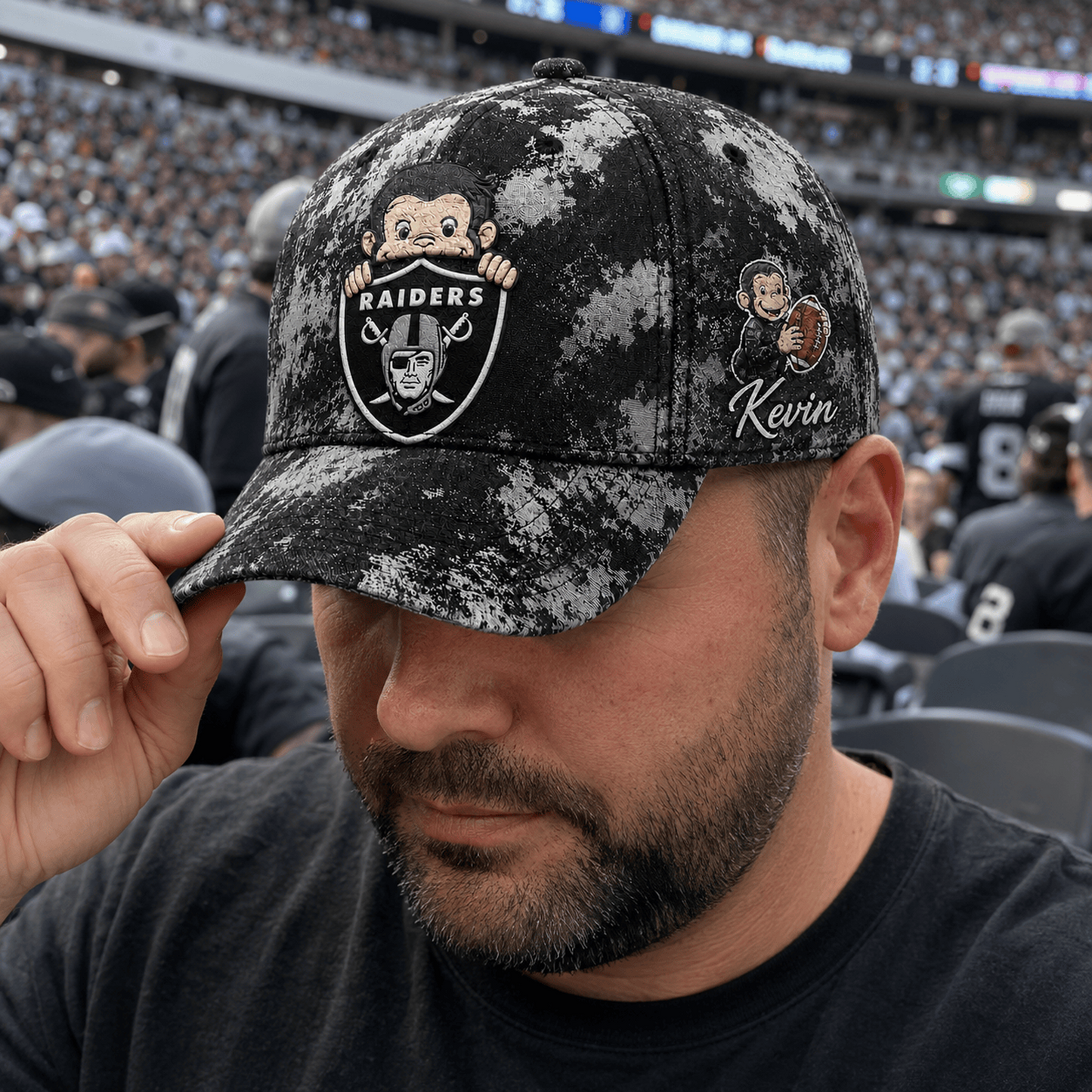 Premium NFL x LVR Curious George Custom Name Classic Cap For Passionate Game Day Fans