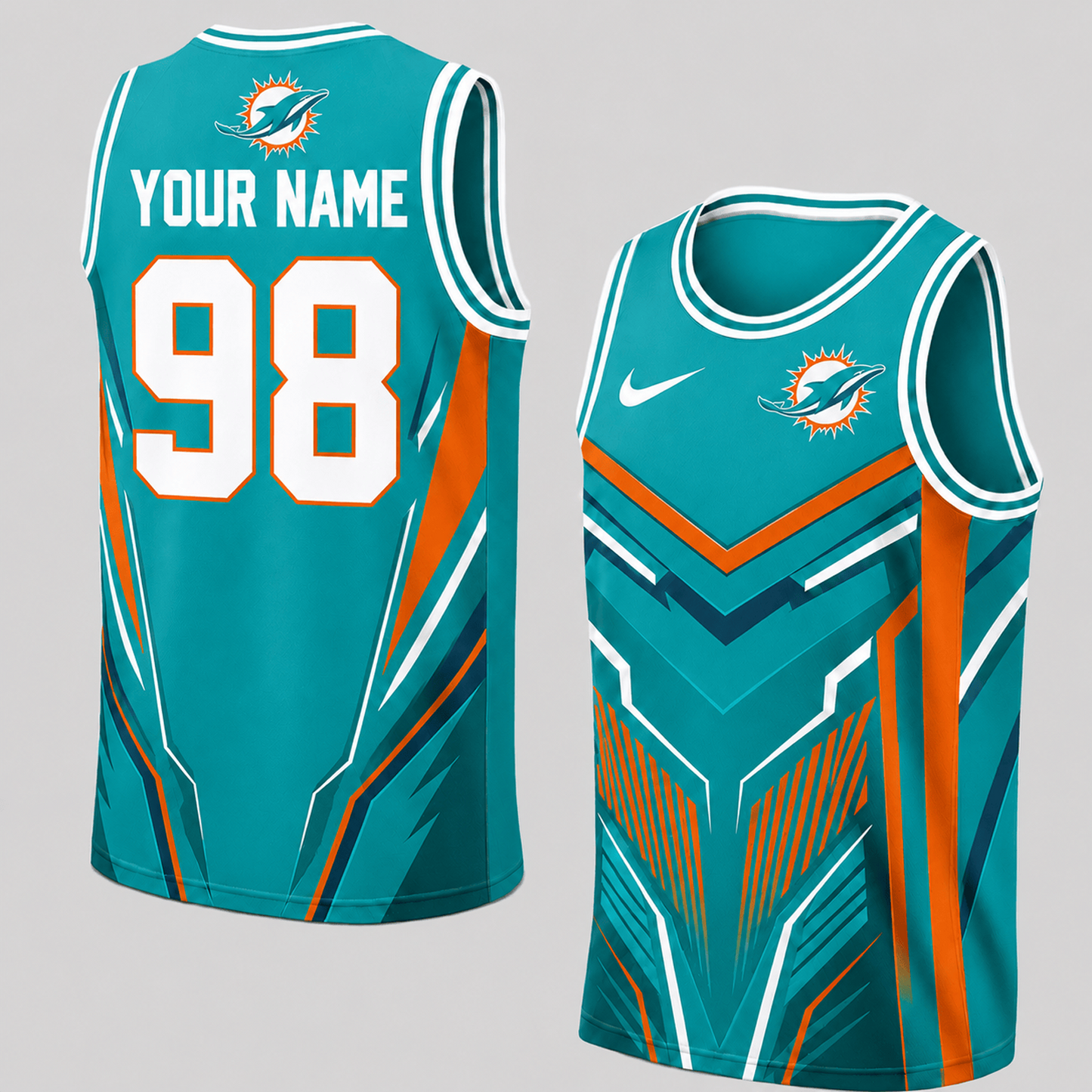 Premium NFL x MIA Personalized Football Fan Tank Top Custom Name Number Sport Shirt 220626