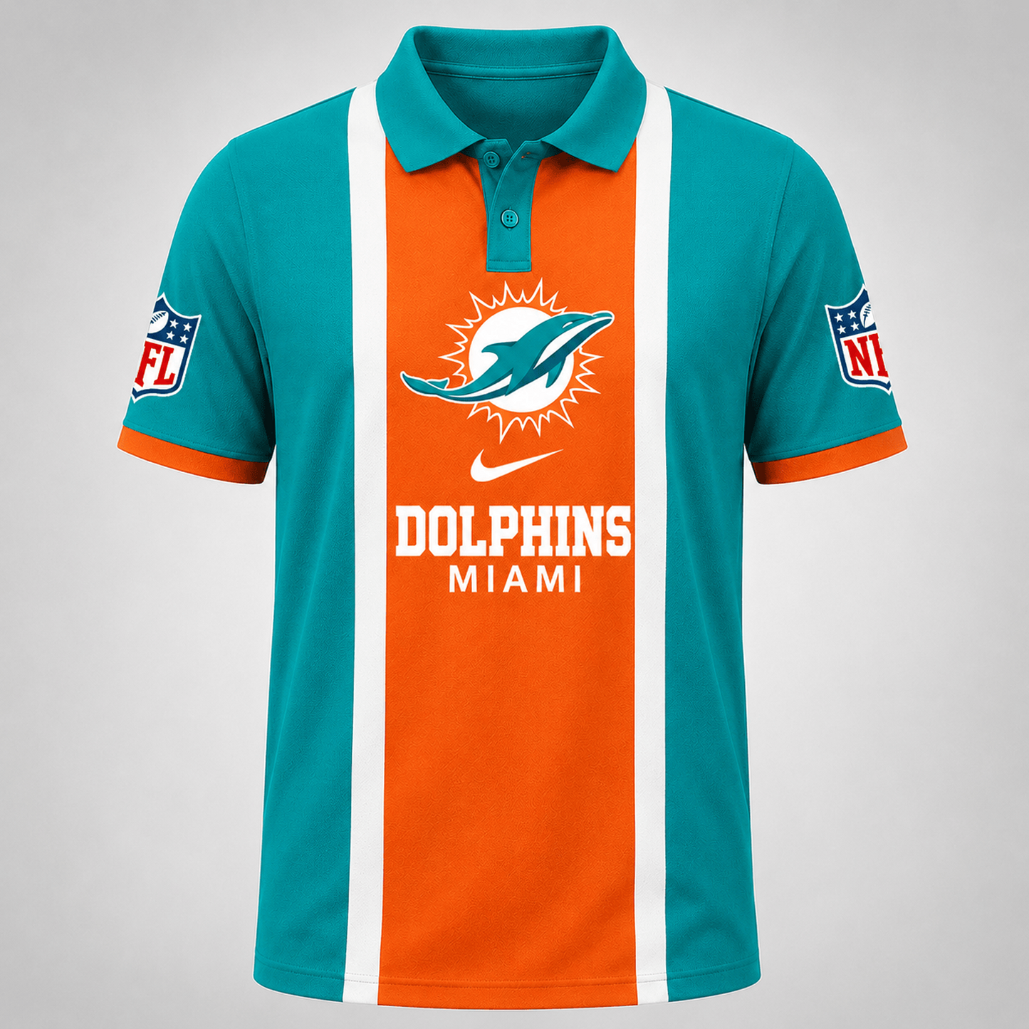 Premium NFL x MIA Sports Inspired Vertical Stripe Polo 250626
