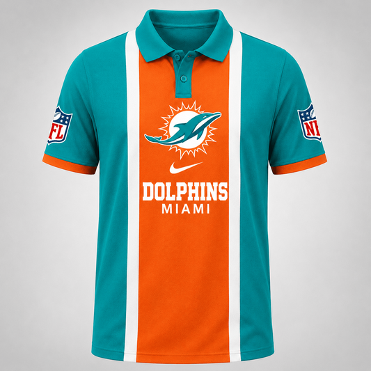 Premium NFL x MIA Sports Inspired Vertical Stripe Polo 250626