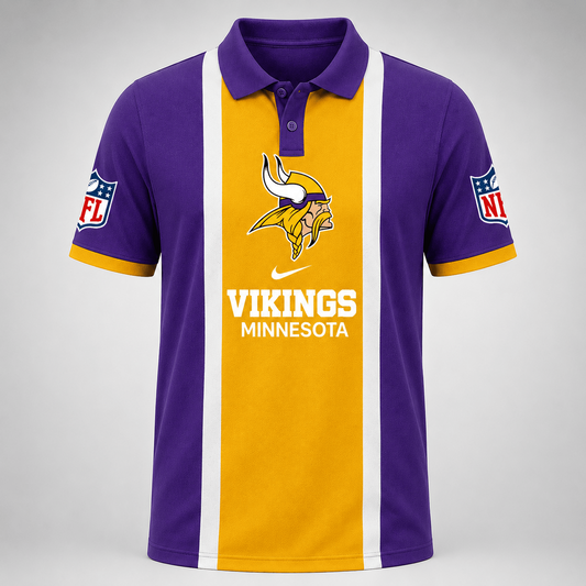 Premium NFL x MIN Sports Inspired Vertical Stripe Polo 250626