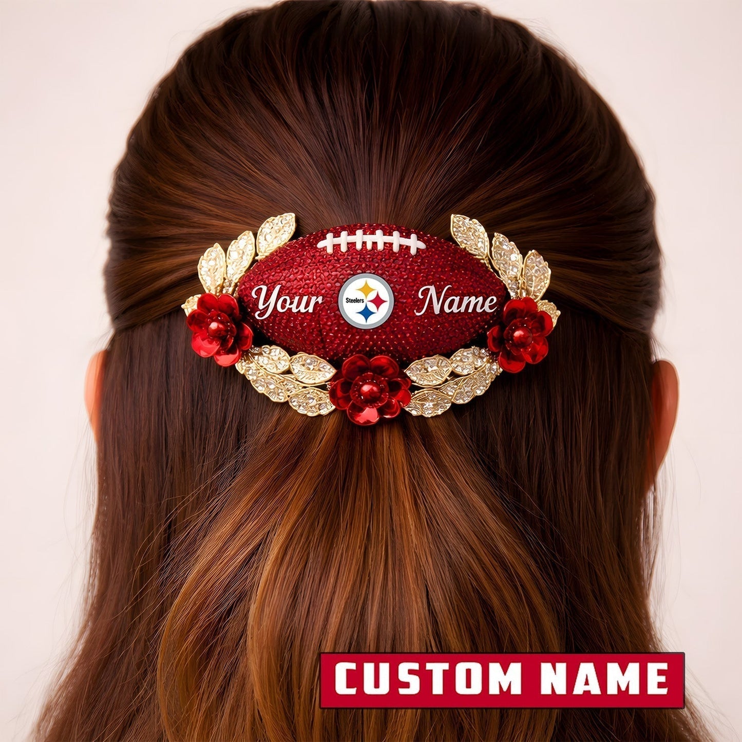 Premium NFL x Pittsburgh Steelers Personalized Women's Hair Pin - Valentine Edition NDT LVH