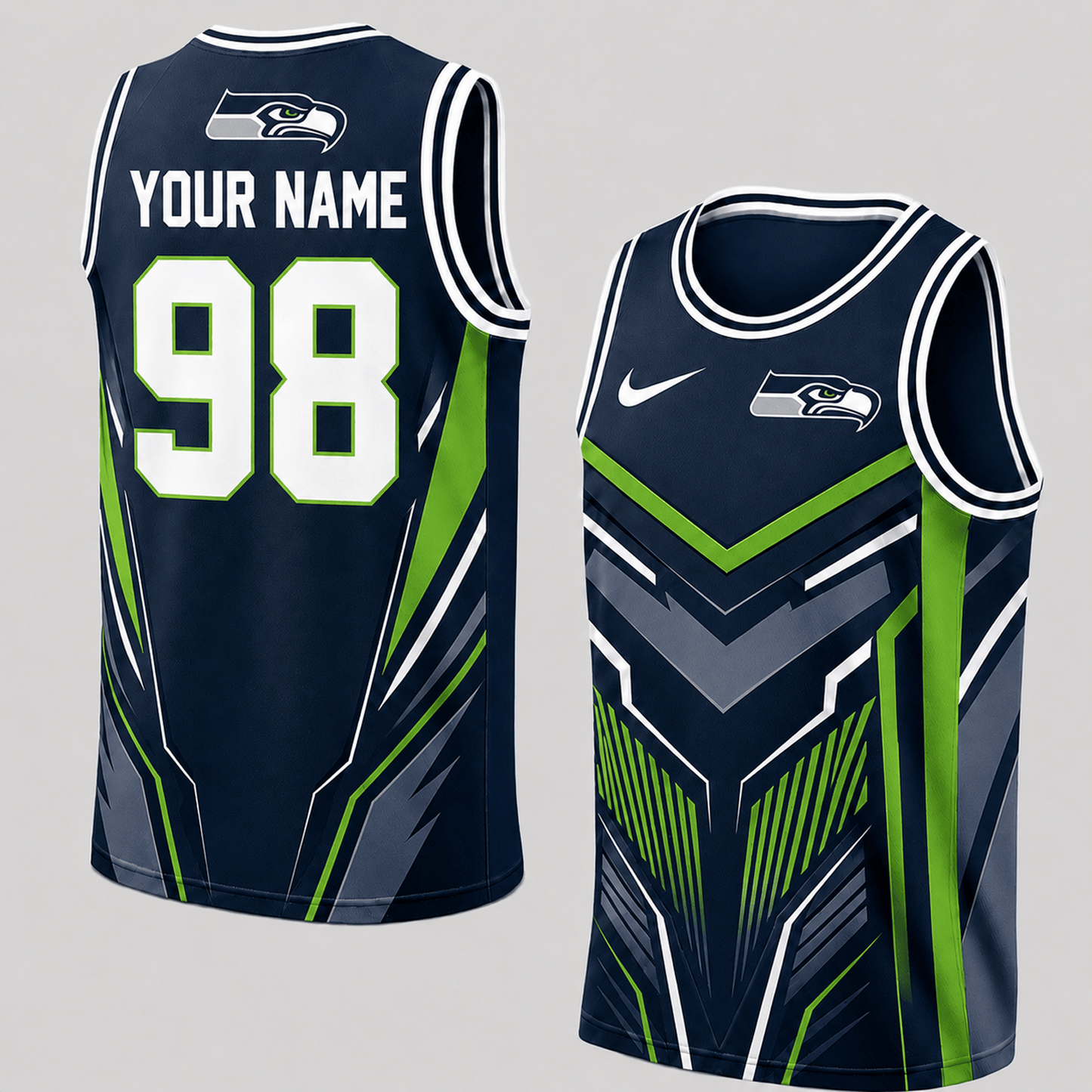 Premium NFL x SEA Personalized Football Fan Tank Top Custom Name Number Sport Shirt 220626