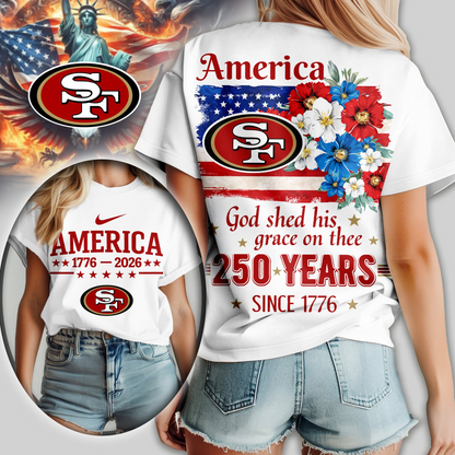 Premium NFL x SF America God Shed His Grace On Thee Women Shirt NDT VHM