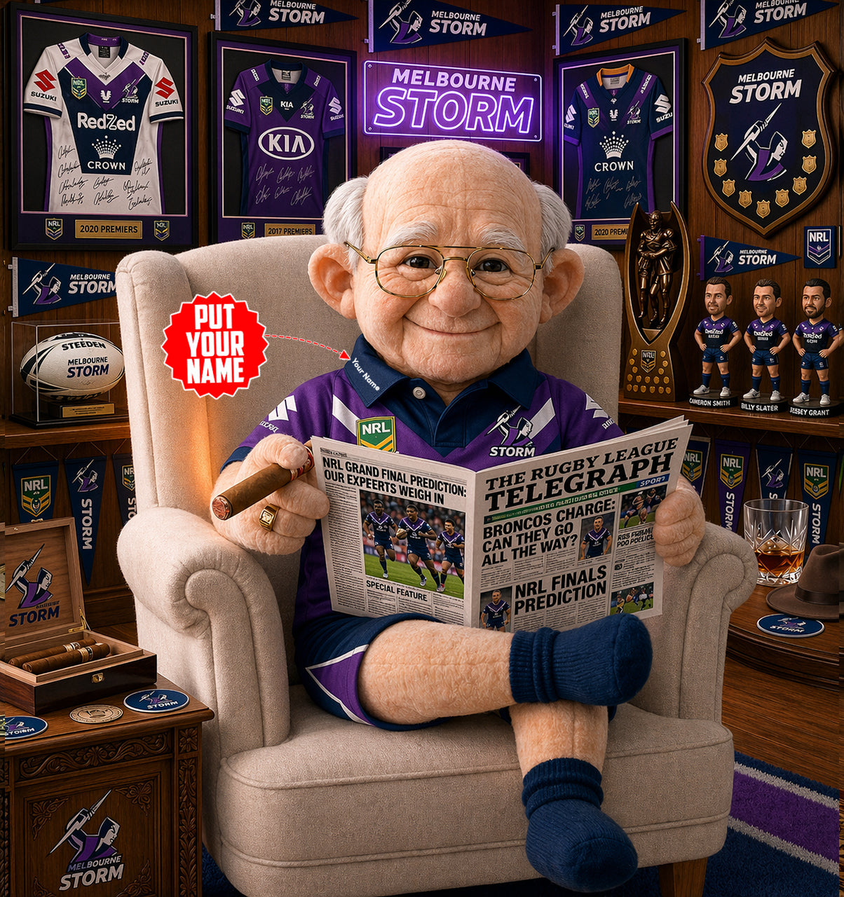 Premium NRL X MS Heritage Custome name  Grandpa Collectible Plush NDT LVH 210426