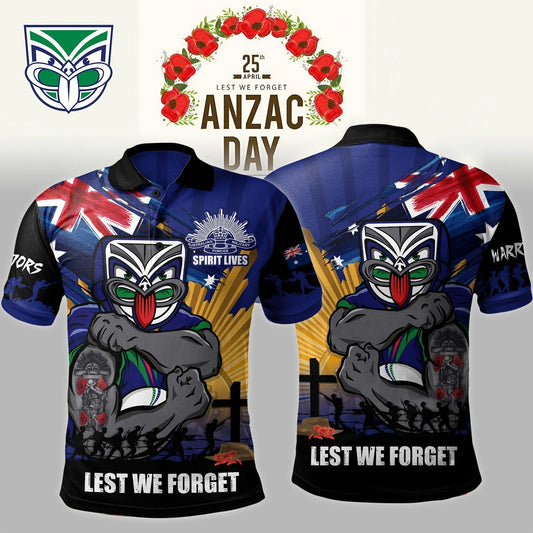 Premium NRL X NZW Polo Shirt Fearless ANZAC Defender NDT NHM