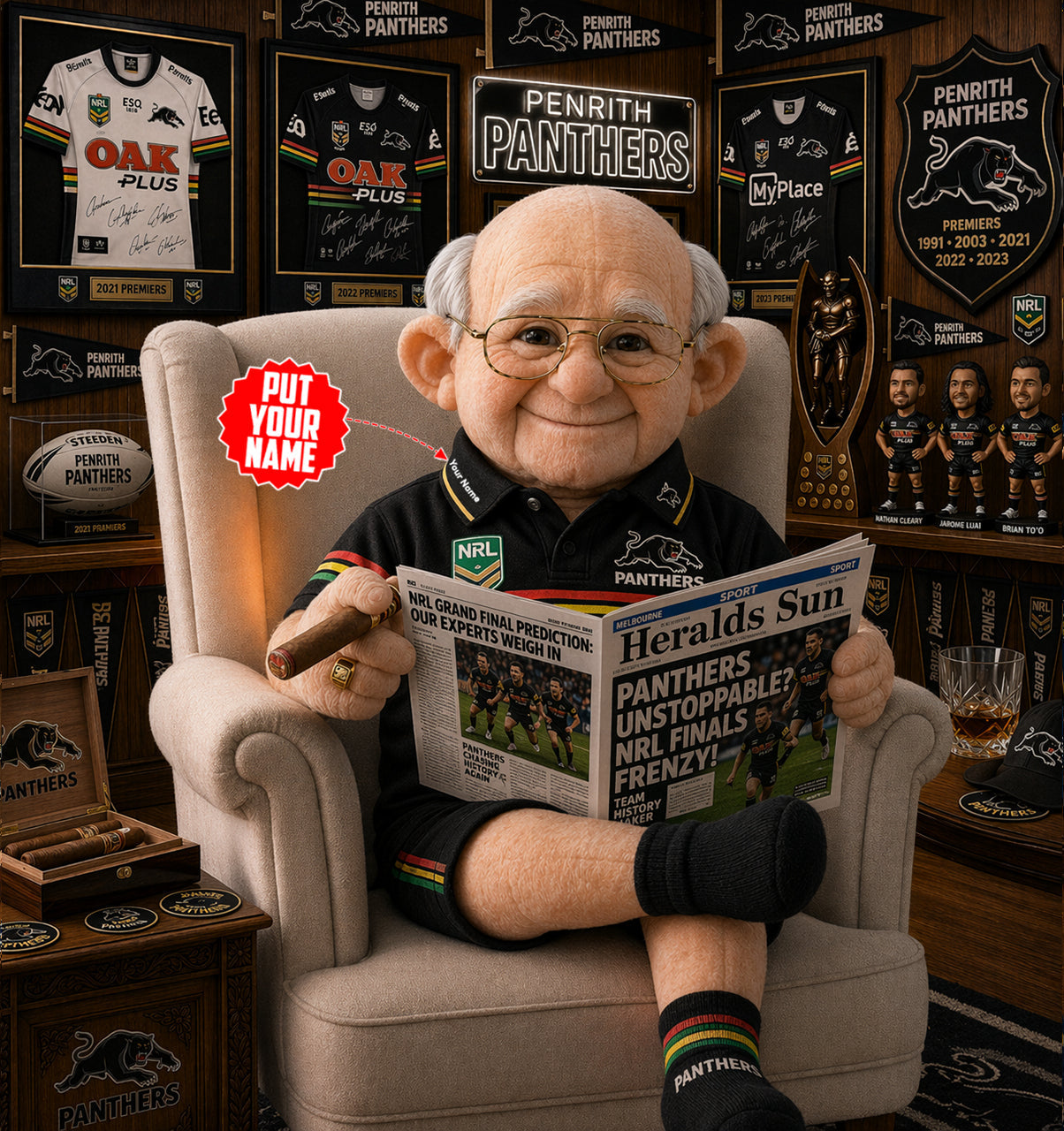 Premium NRL X PP Heritage Custome name  Grandpa Collectible Plush NDT LVH 210426
