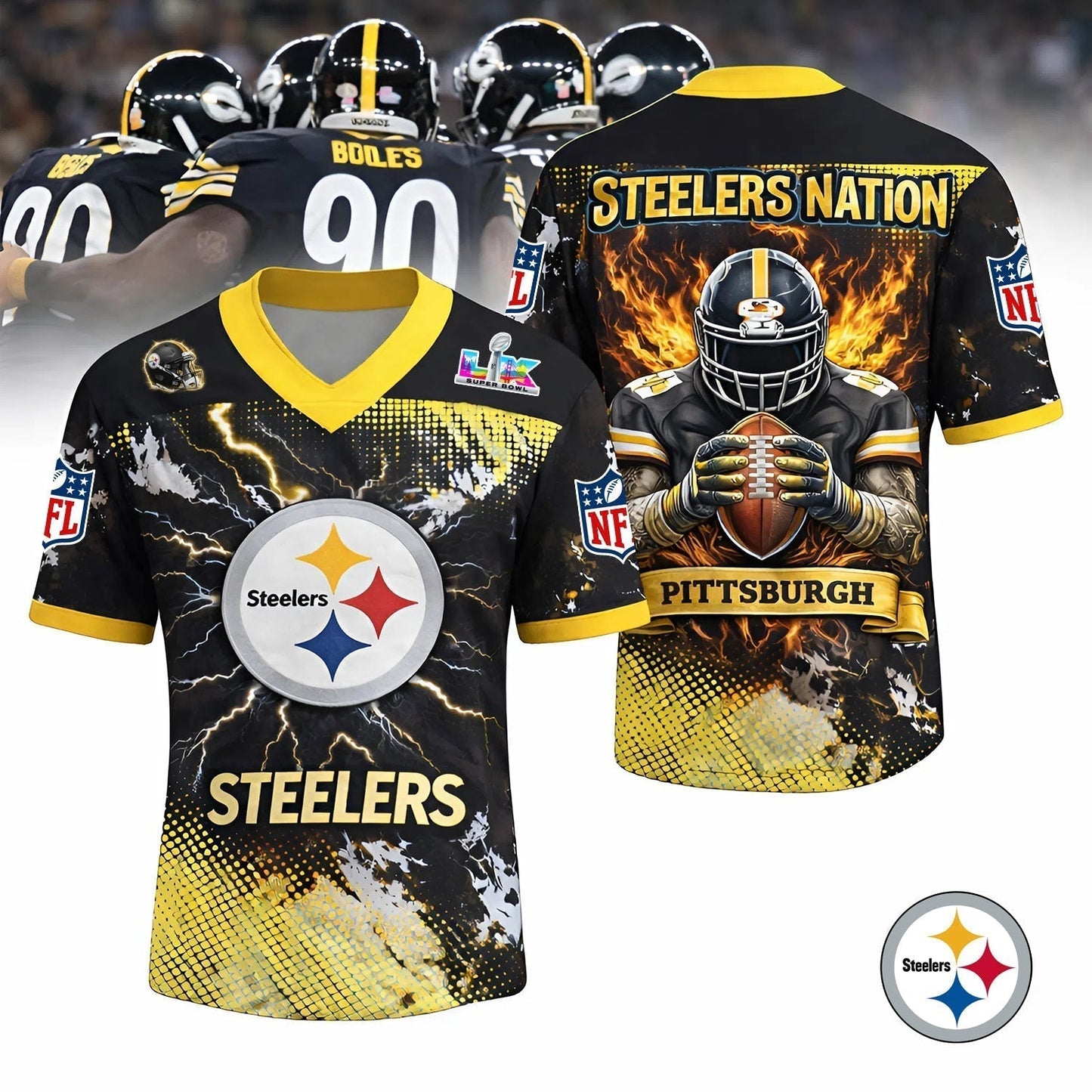 Premium NFL X PIT V-neck Baseball Jersey NDT NHM 130126