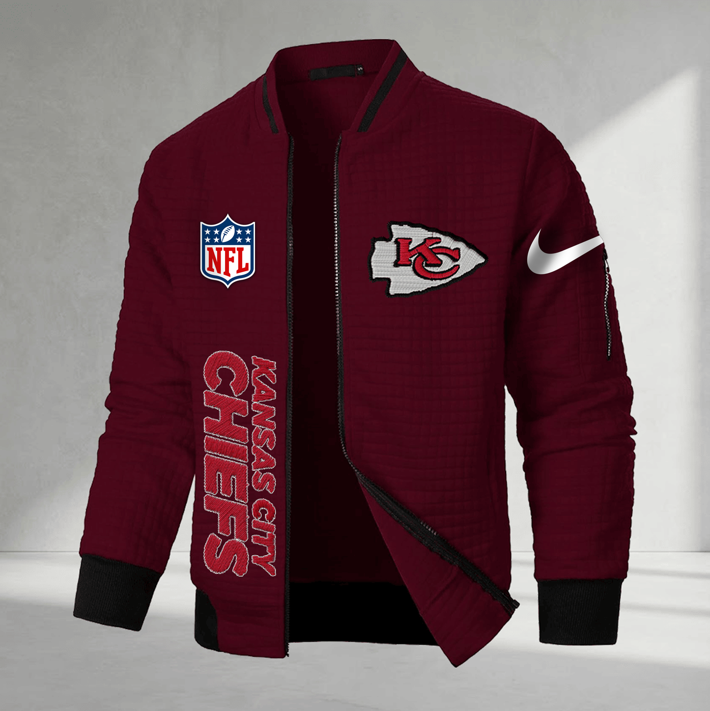 Premium NFL x KC Men‹¨«???s Waffle Plaid Cardigan NDT VHM 160126