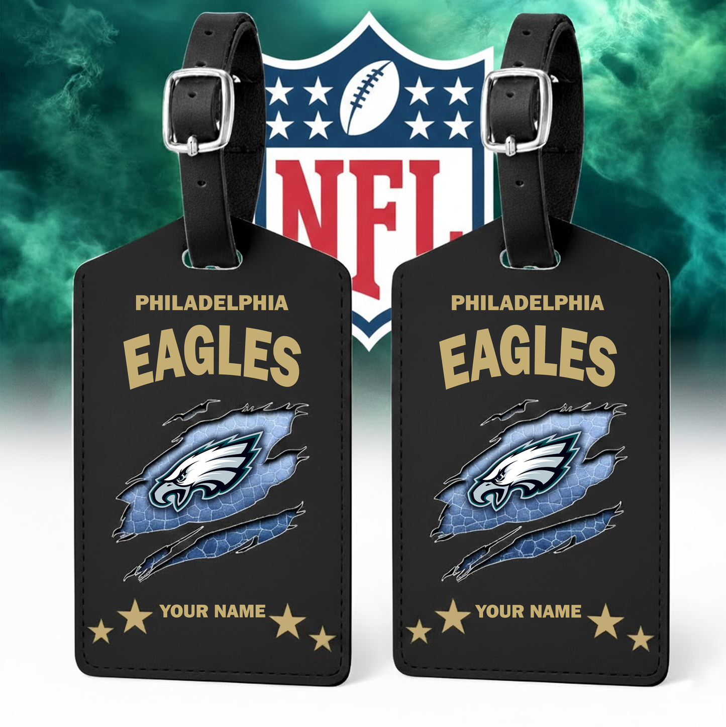 Premium NFL x PE Personalized Leather Luggage Tag NDT VHM 170126