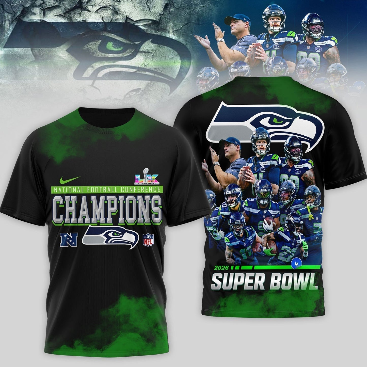 Premium NFL x SEA 2026 Super Bowl 3D Shirt V2 NDT NHM 050226