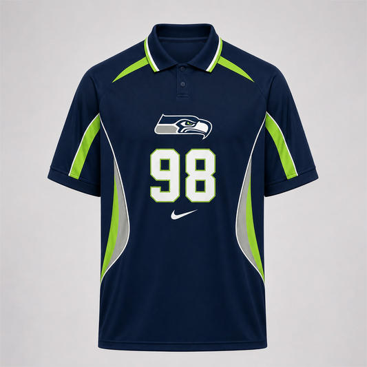 SEA Premium NFL Custom Number Sports Style Polo Shirt 2406