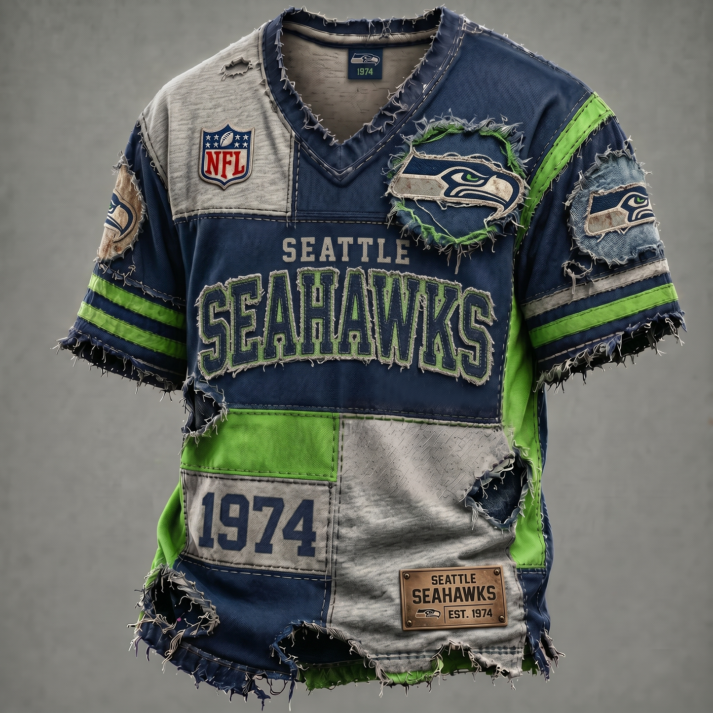 SEA X NFL Premium V-Neck T-shirt Gift For Fans 0106