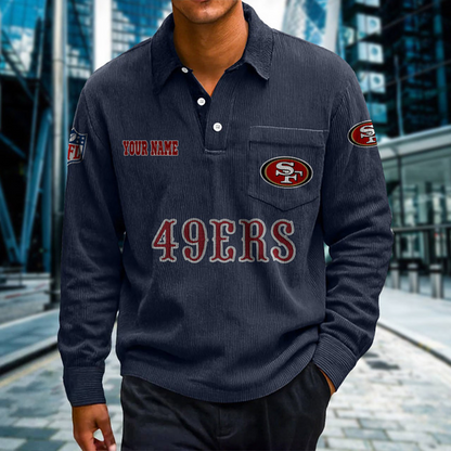 SF X Premium NFL Corduroy color-blocked long-sleeved shirt NDT NHT