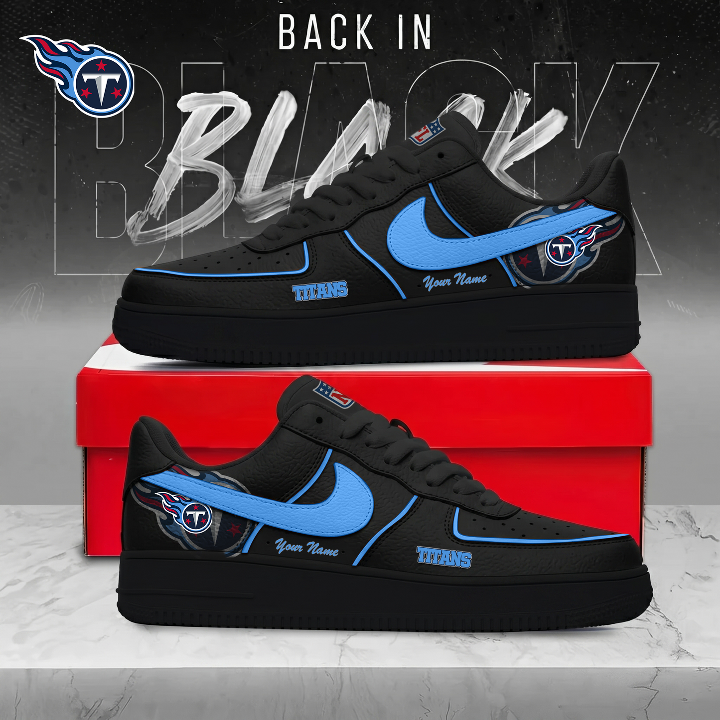TT x NFL Back In Black AF1 Sneakers 250626