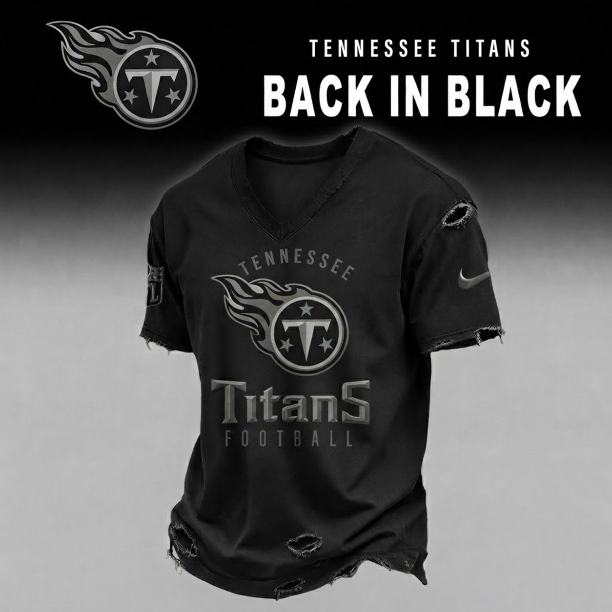 TT x NFL Back In Black V-neck Shirt 290626