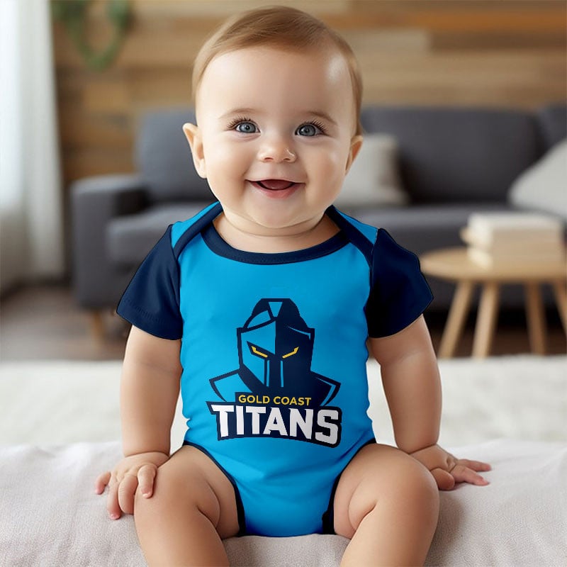 PREMIUM NRL X GCT New Baby Romper Custom Name For Kids NDT LVH