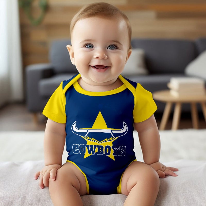 PREMIUM NRL X NQC New Baby Romper Custom Name For Kids NDT LVH